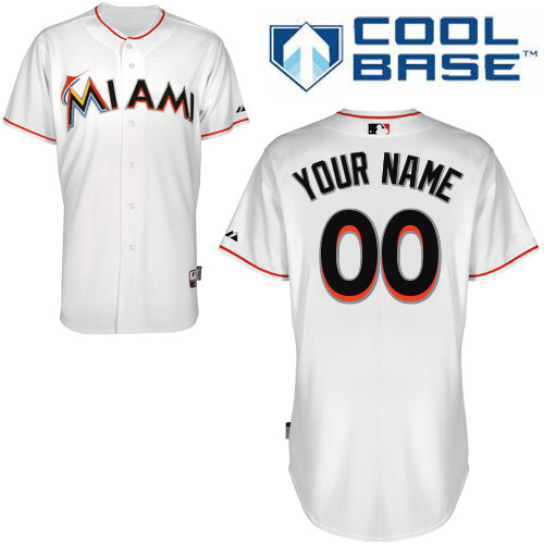 Customized Miami Marlins MLB Jersey-Men's Authentic Home White Cool Base Baseball Jersey